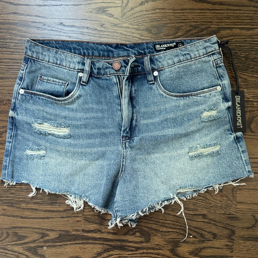 Blank NYC Distressed Blue Jean Shorts
